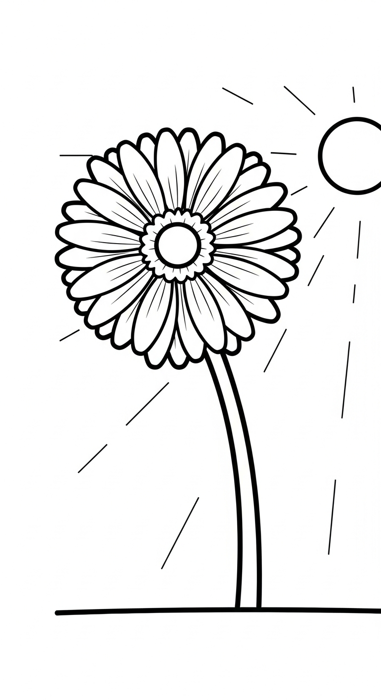 hình tô màu hoa đồng tiền cho bé 3 tuổi miễn phí