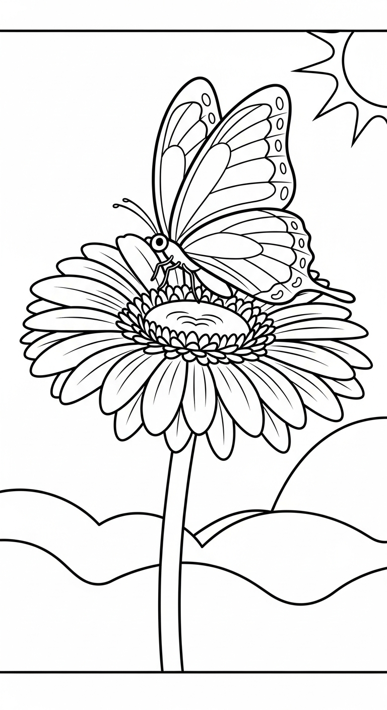 tranh tô màu hoa đồng tiền cho bé 3 tuổi