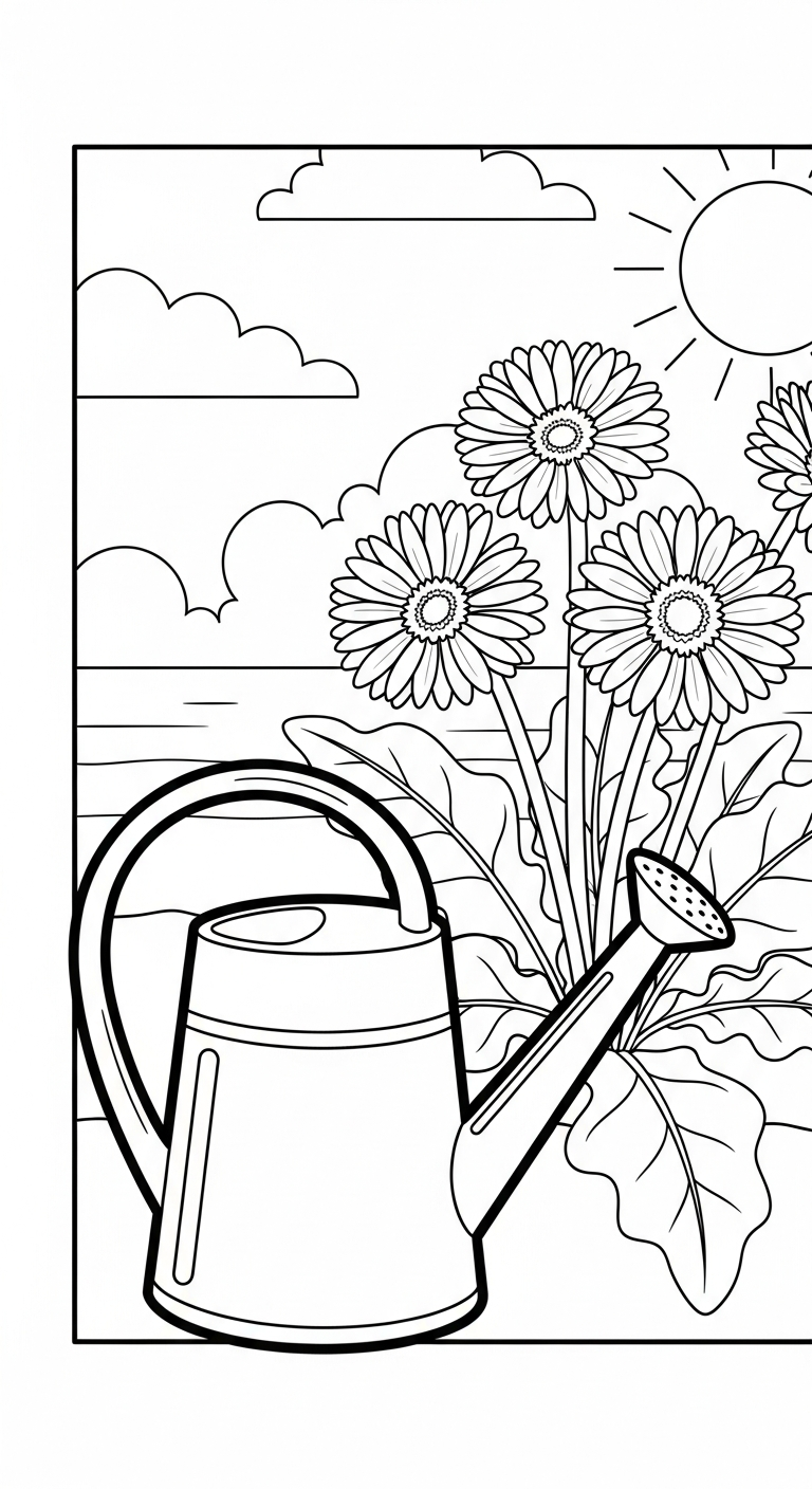 in tranh tô màu hoa đồng tiền cho bé 5 tuổi 1