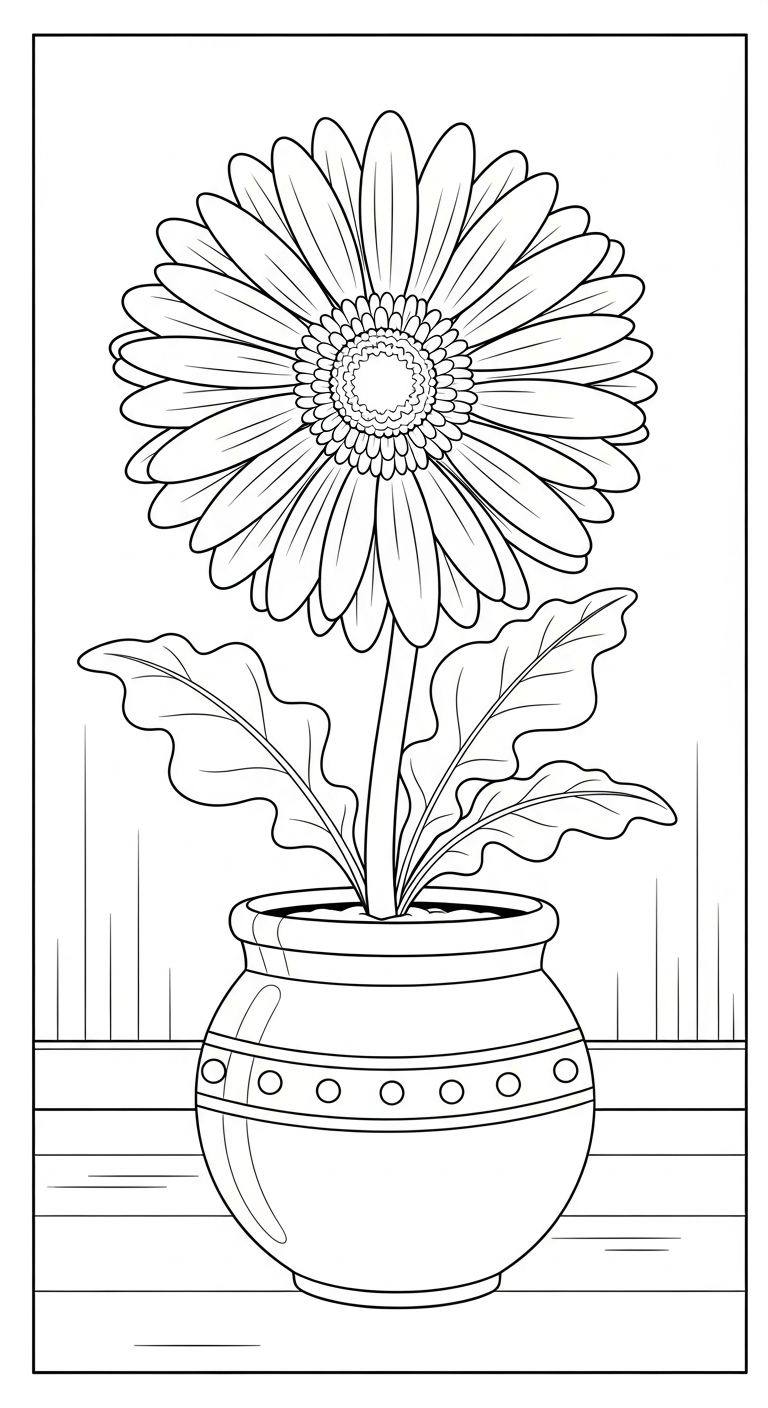 tranh tô màu hoa đồng tiền cho bé 6 tuổi miễn phí