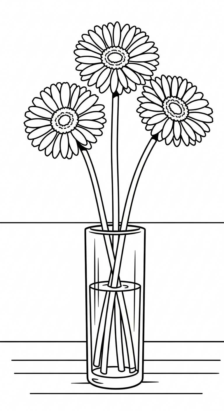 file pdf tranh tô màu hoa đồng tiền cho bé