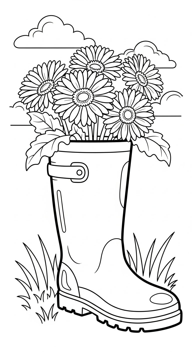 tải hình tô màu hoa đồng tiền cho bé miễn phí