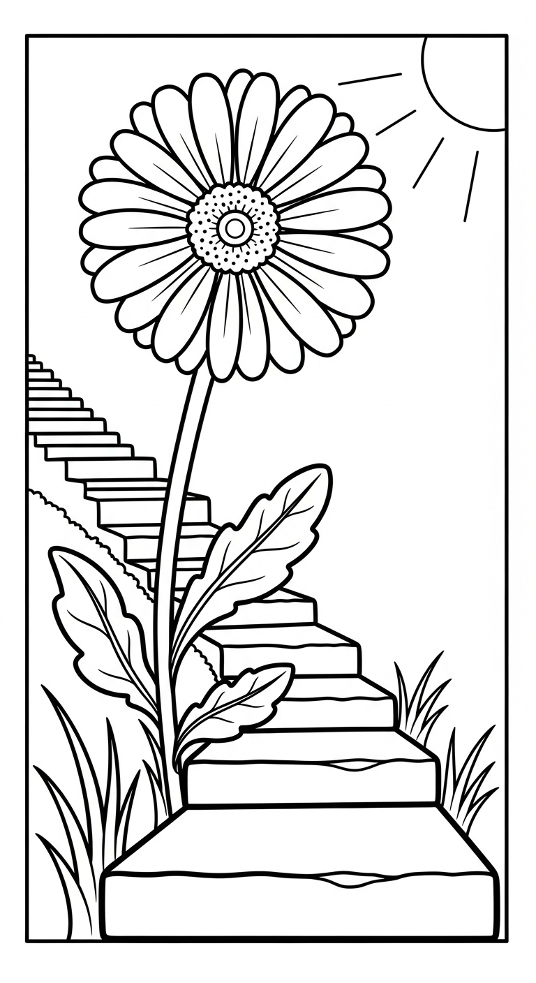 hình tô màu hoa đồng tiền cho bé 8 tuổi miễn phí