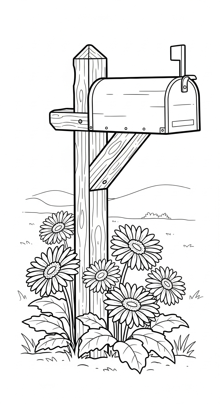 in hình tô màu hoa đồng tiền cho bé 5 tuổi