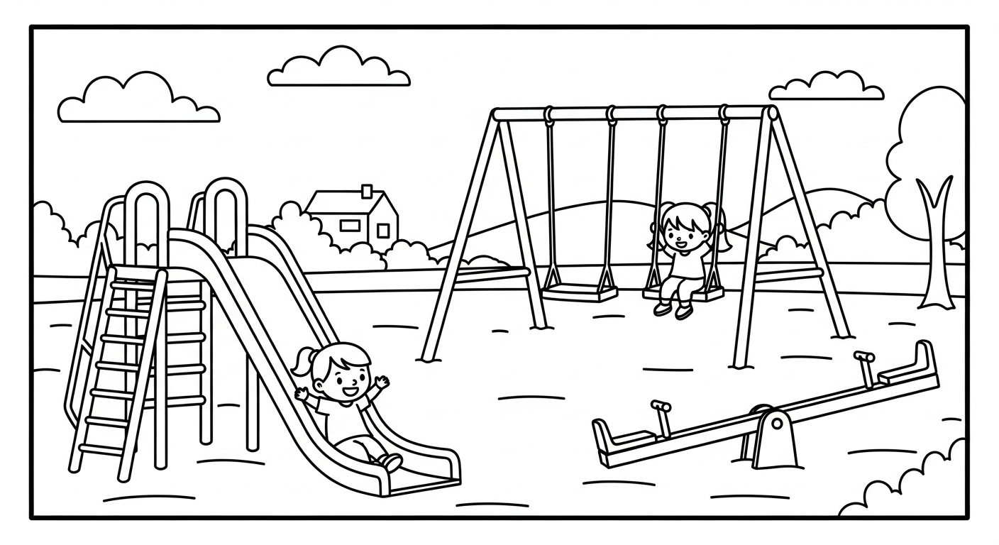 tải tranh tô màu khu vui chơi