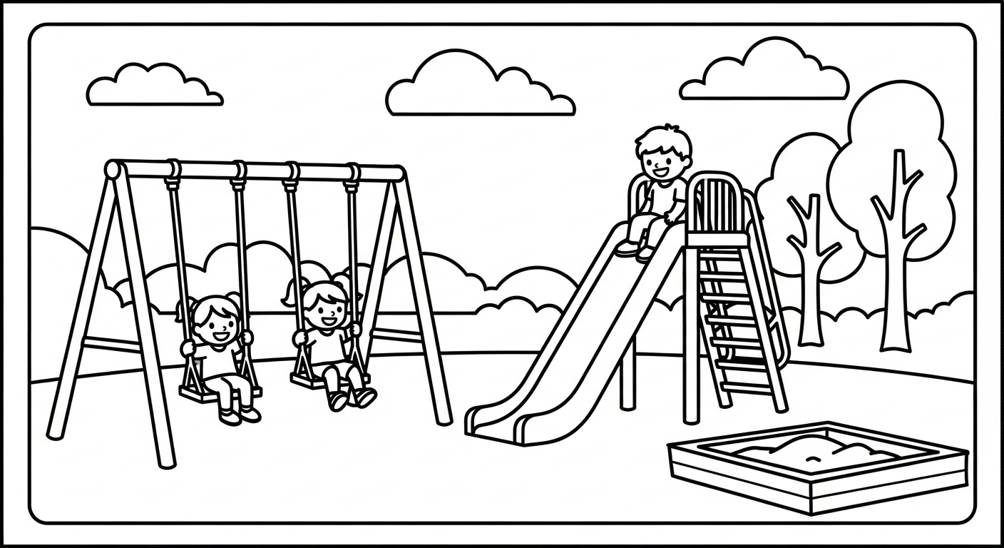 mẫu tranh tô màu khu vui chơi cho bé