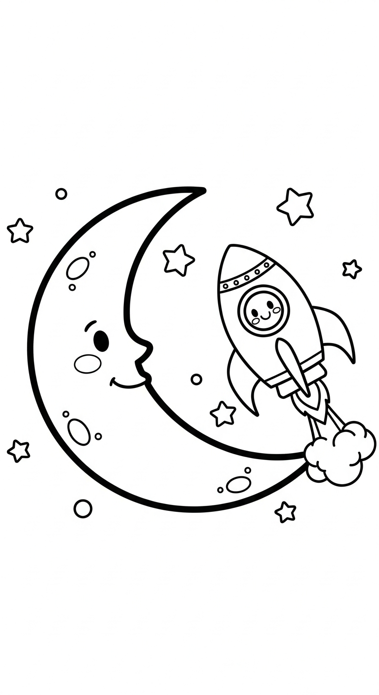 in tranh tô màu mặt trăng cho bé