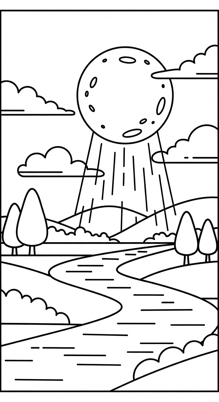 hình tô màu mặt trăng cho bé 7-8 tuổi