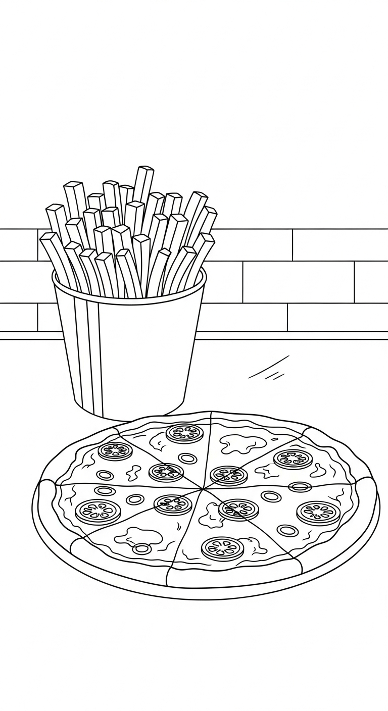 in hình tô màu pizza cho bé 3 tuổi