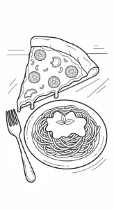 in hình tô màu pizza cho bé 5 tuổi