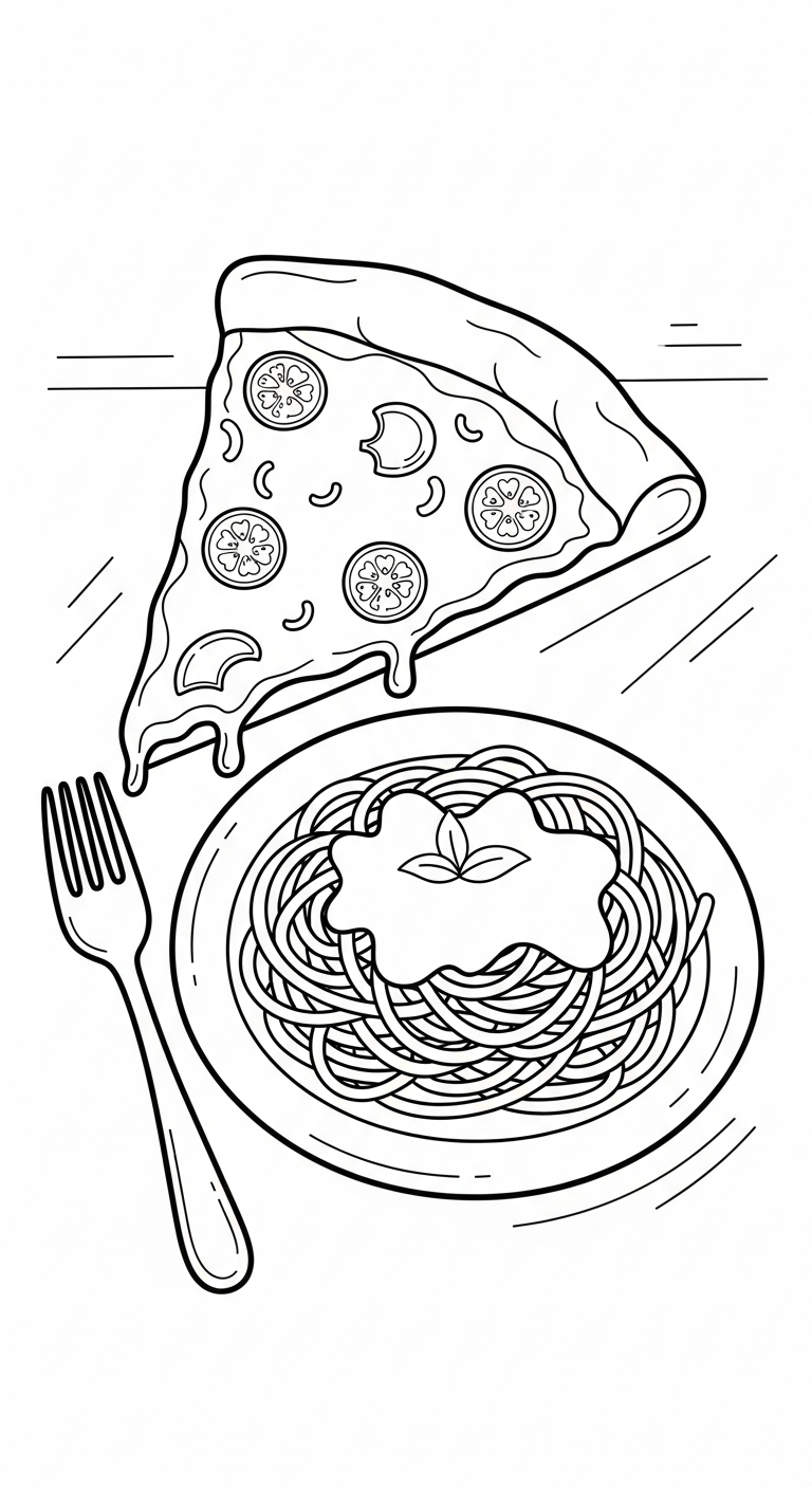 in hình tô màu pizza cho bé 5 tuổi