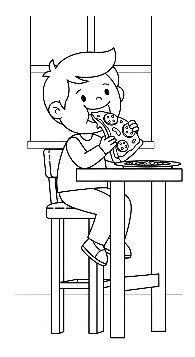 tranh tô màu pizza cho trẻ em