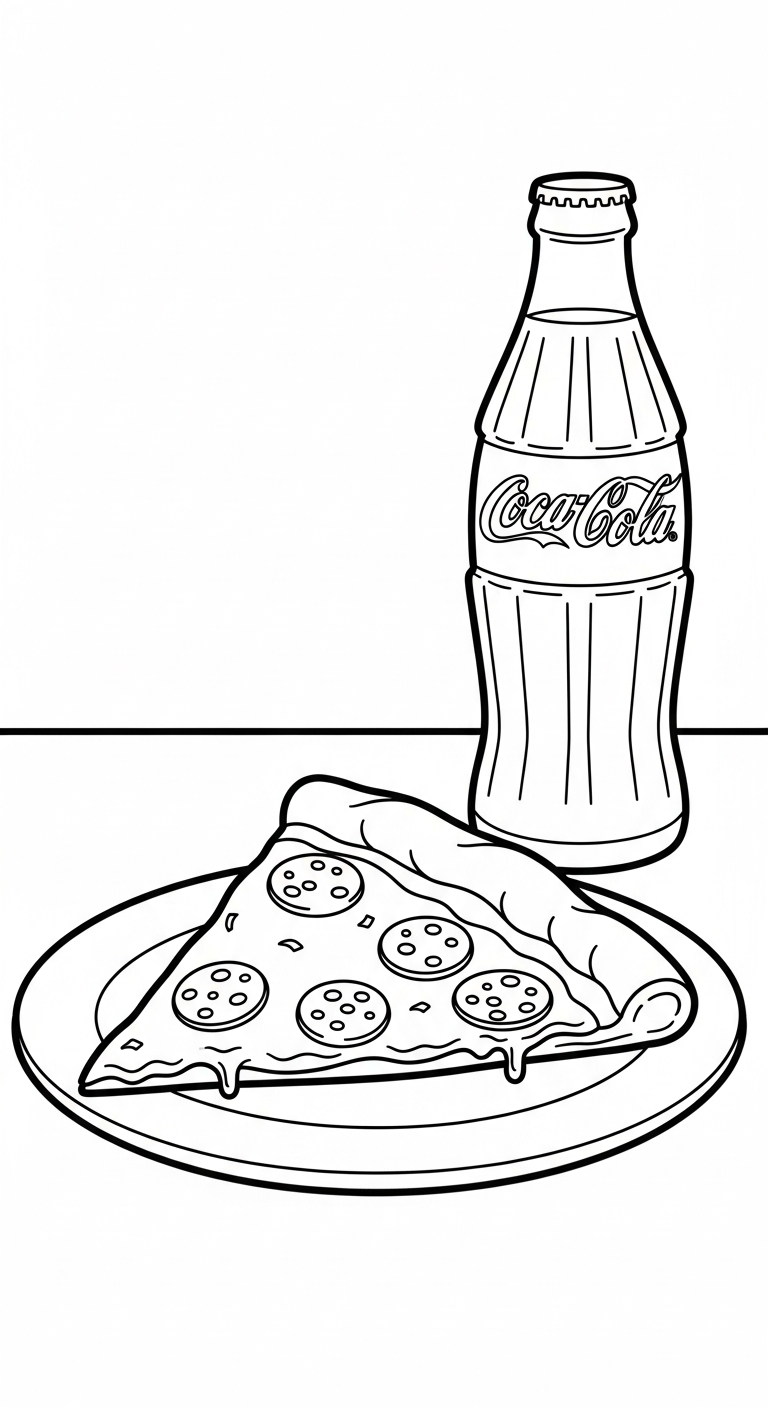 in tranh tô màu pizza cho bé 4 tuổi