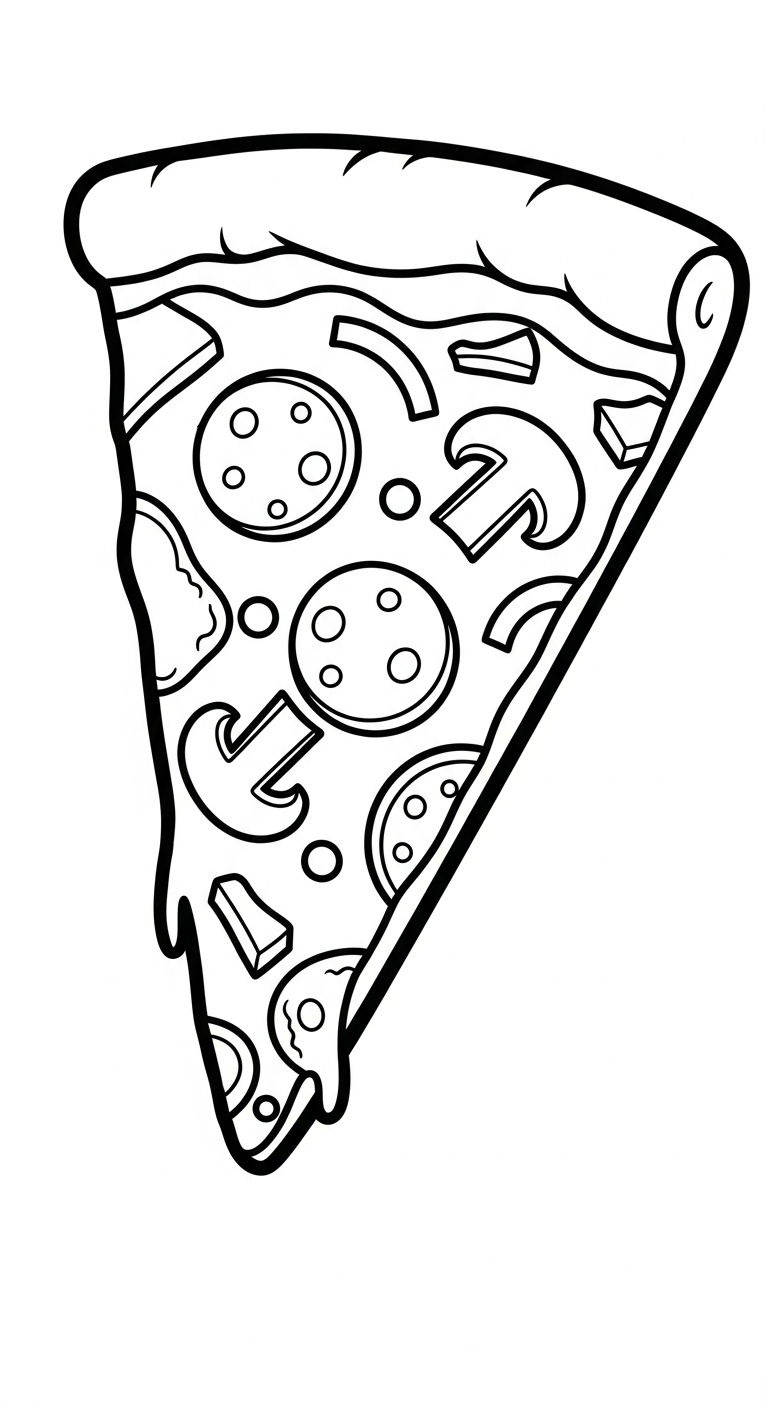 hình tô màu pizza cho bé đơn giản