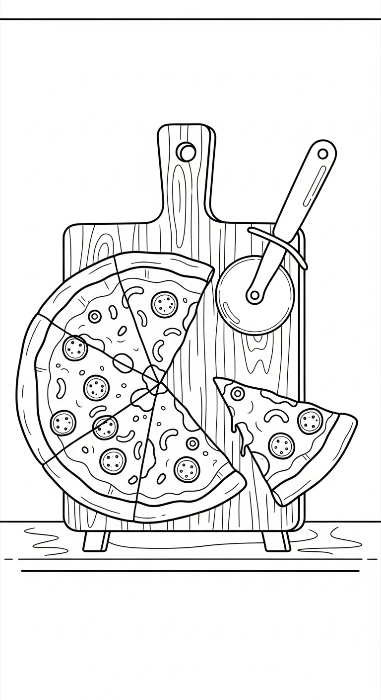 hình tô màu pizza cho bé 5 tuổi miễn phí