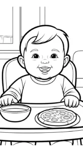 in tranh tô màu pizza khổ A4