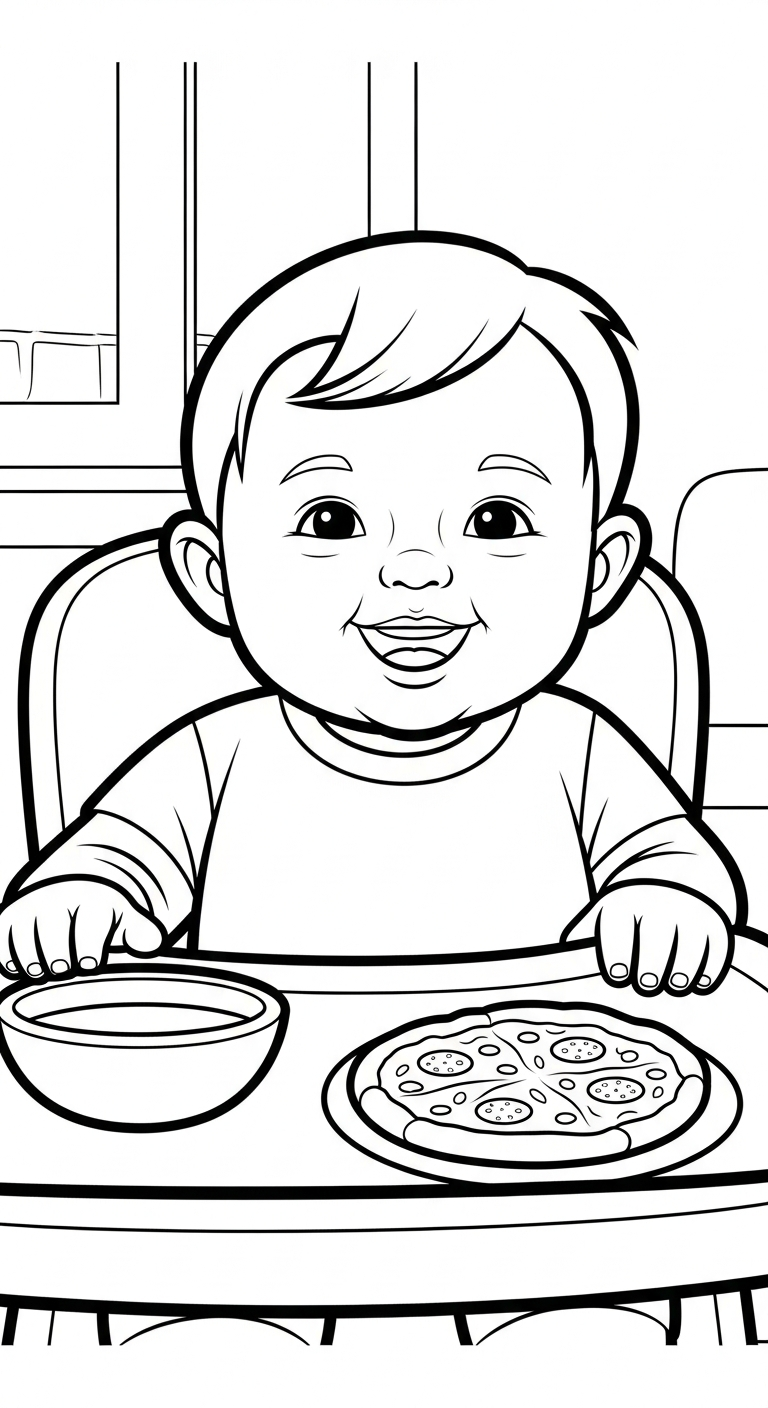 in tranh tô màu pizza khổ A4