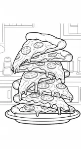tranh tô màu pizza cho trẻ em