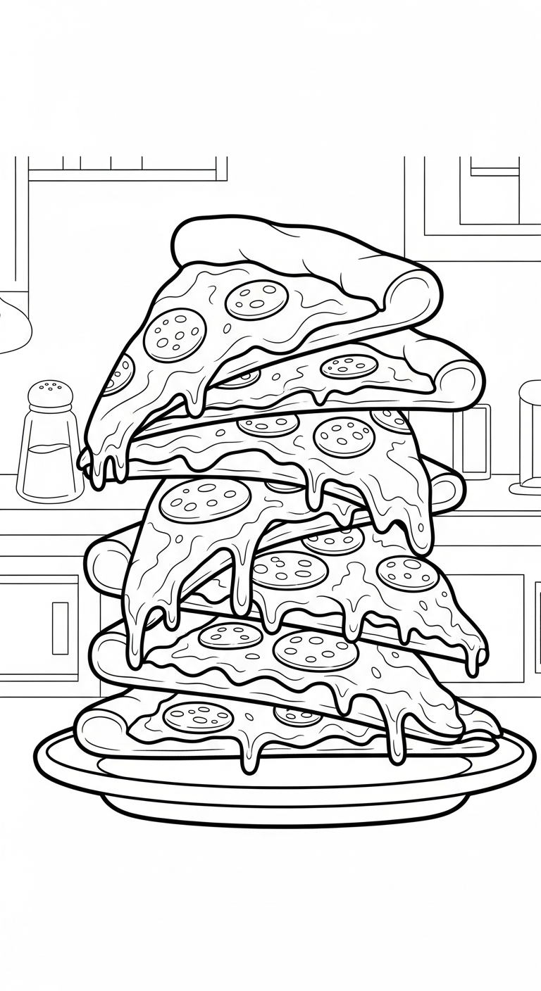 tranh tô màu pizza cho trẻ em 1