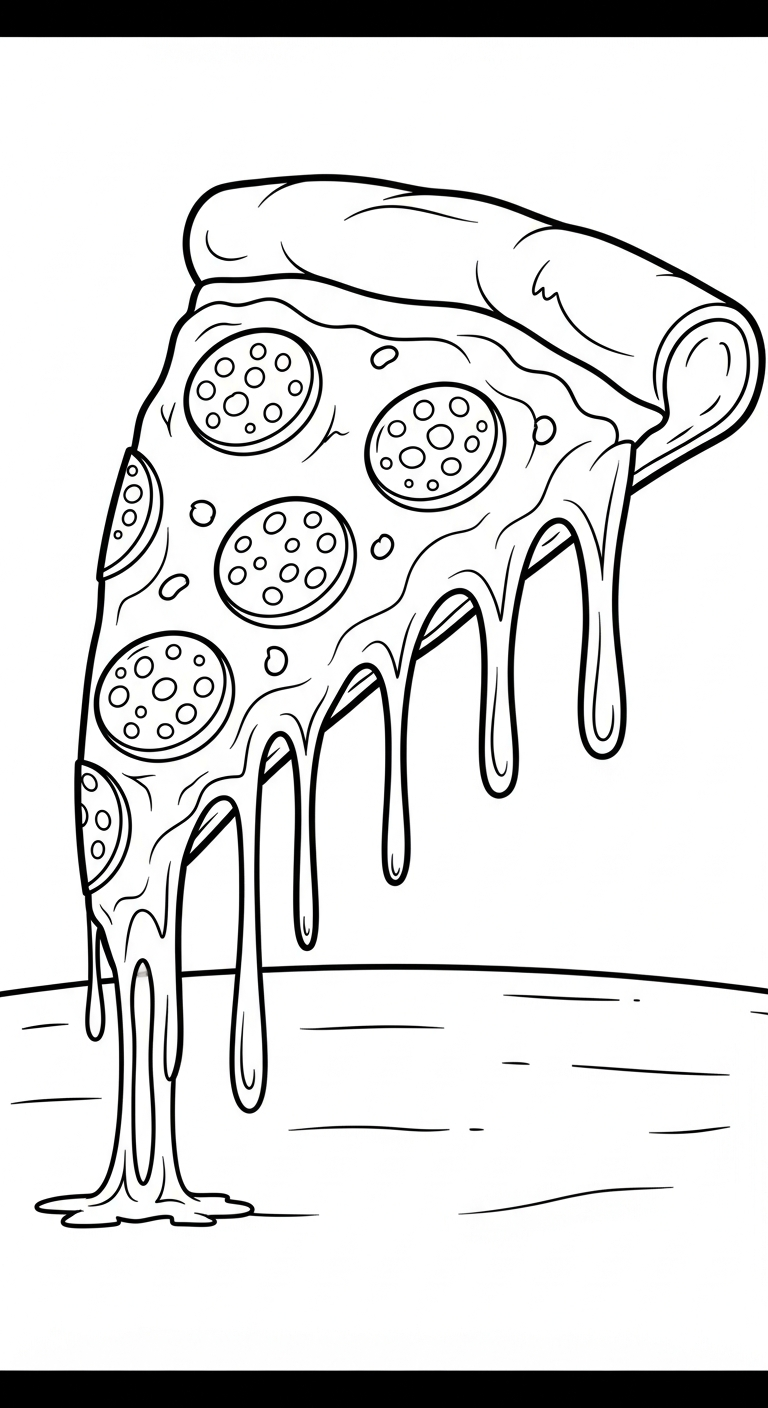 in tranh tô màu pizza cho bé 6 tuổi