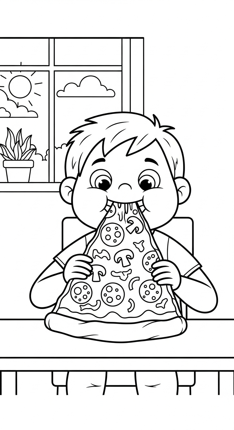 tải file tranh tô màu pizza 1