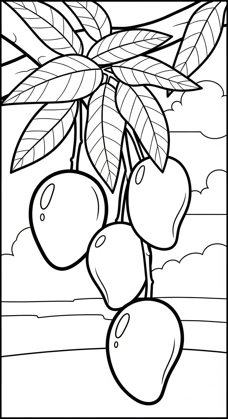 hình tô màu quả xoài cho bé tải miễn phí