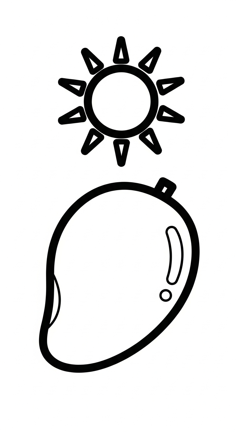 tải tranh tô màu quả xoài cho bé 4 tuổi