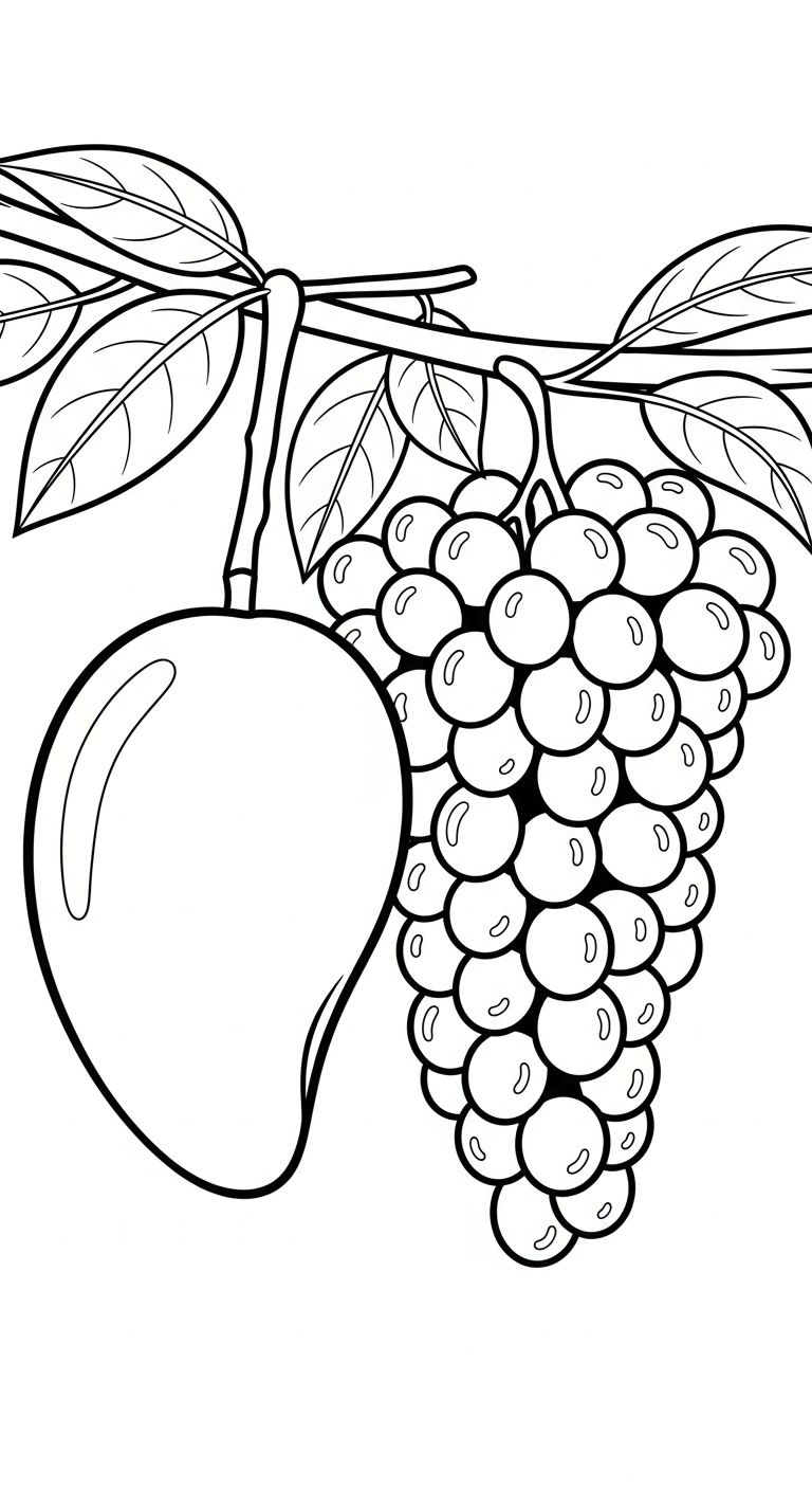 file tranh tô màu quả xoài cho bé in