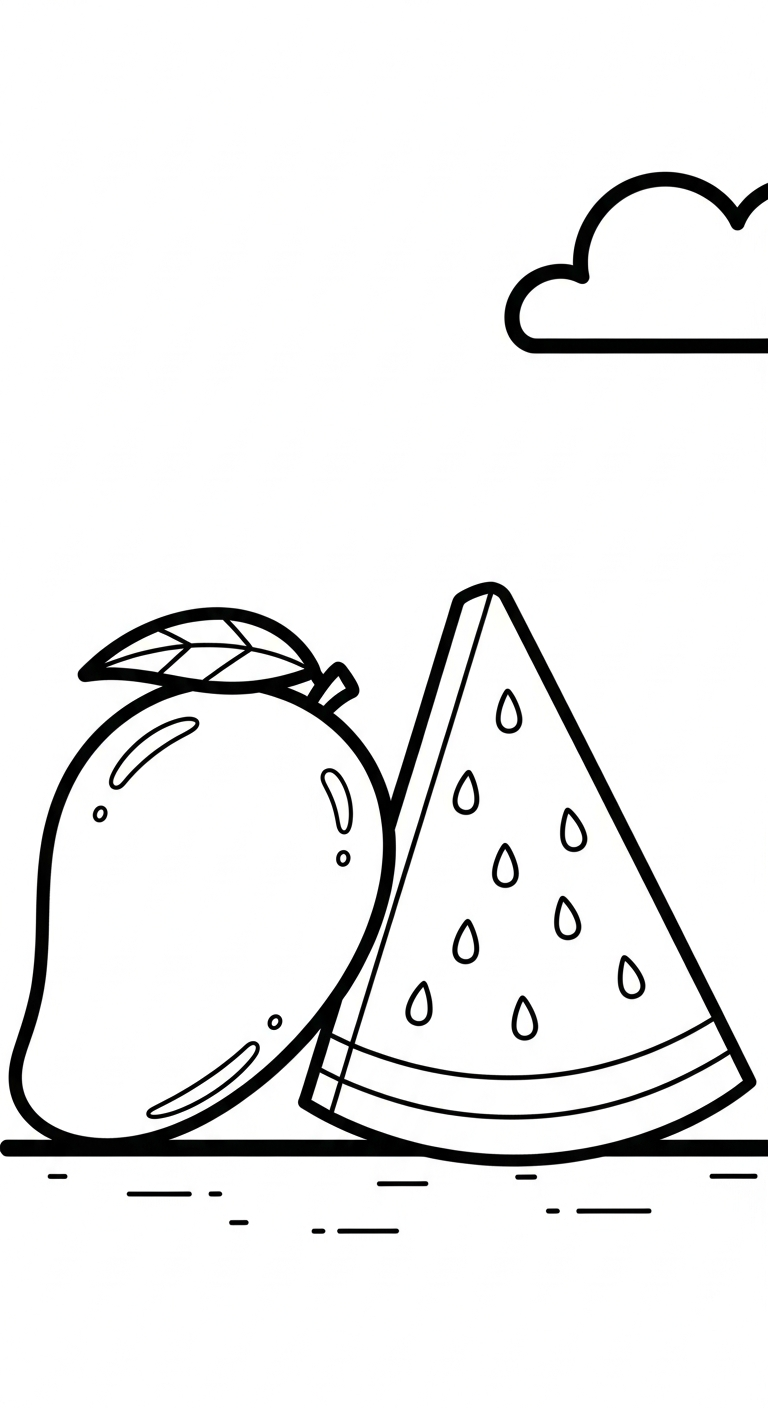 file hình tô màu quả xoài cho bé in 1