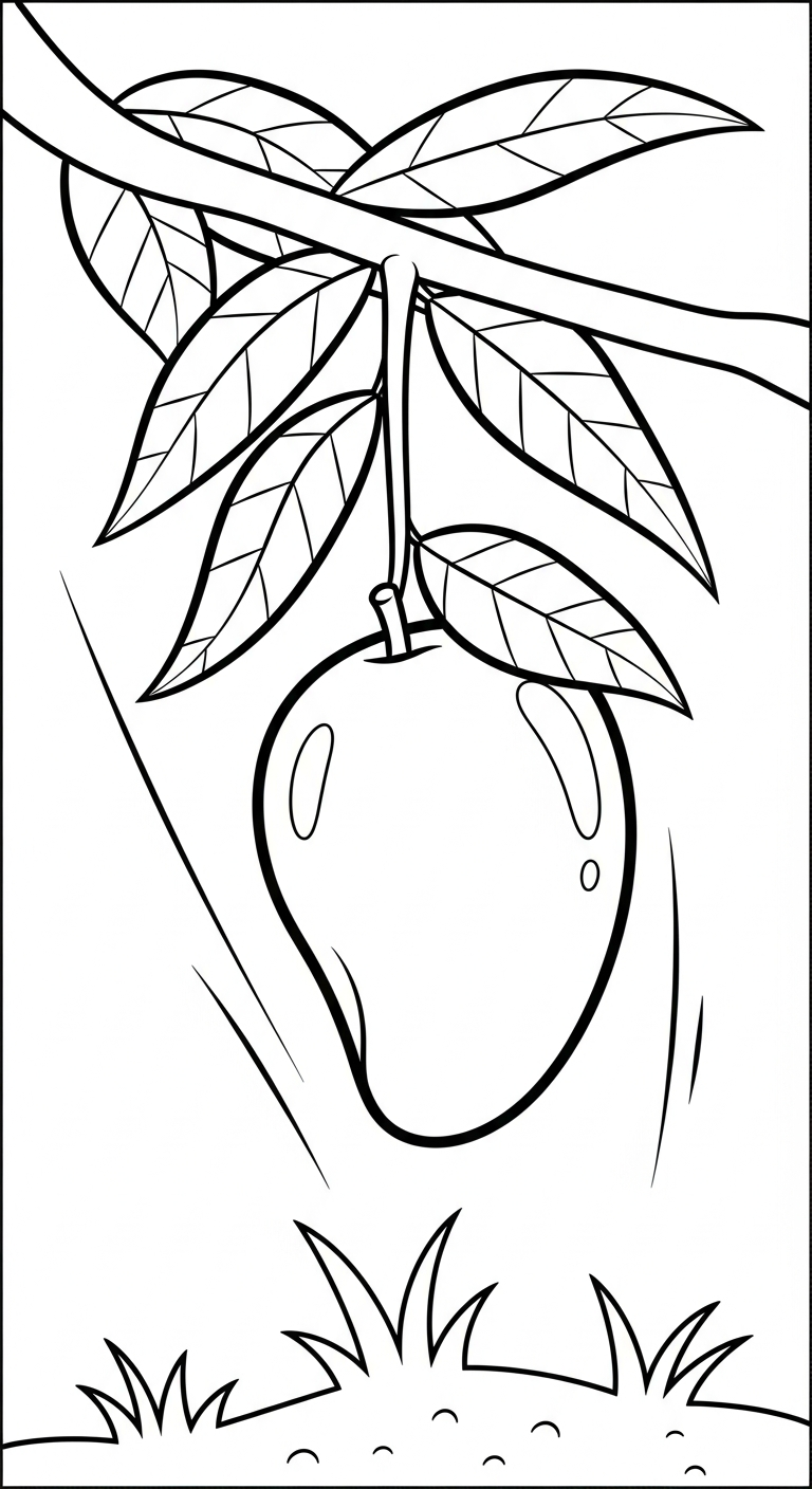 file hình tô màu quả xoài cho bé 4-5 tuổi