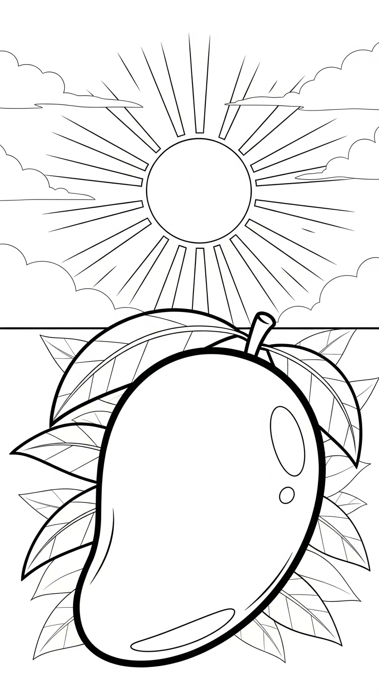 in tranh tô màu quả xoài miễn phí