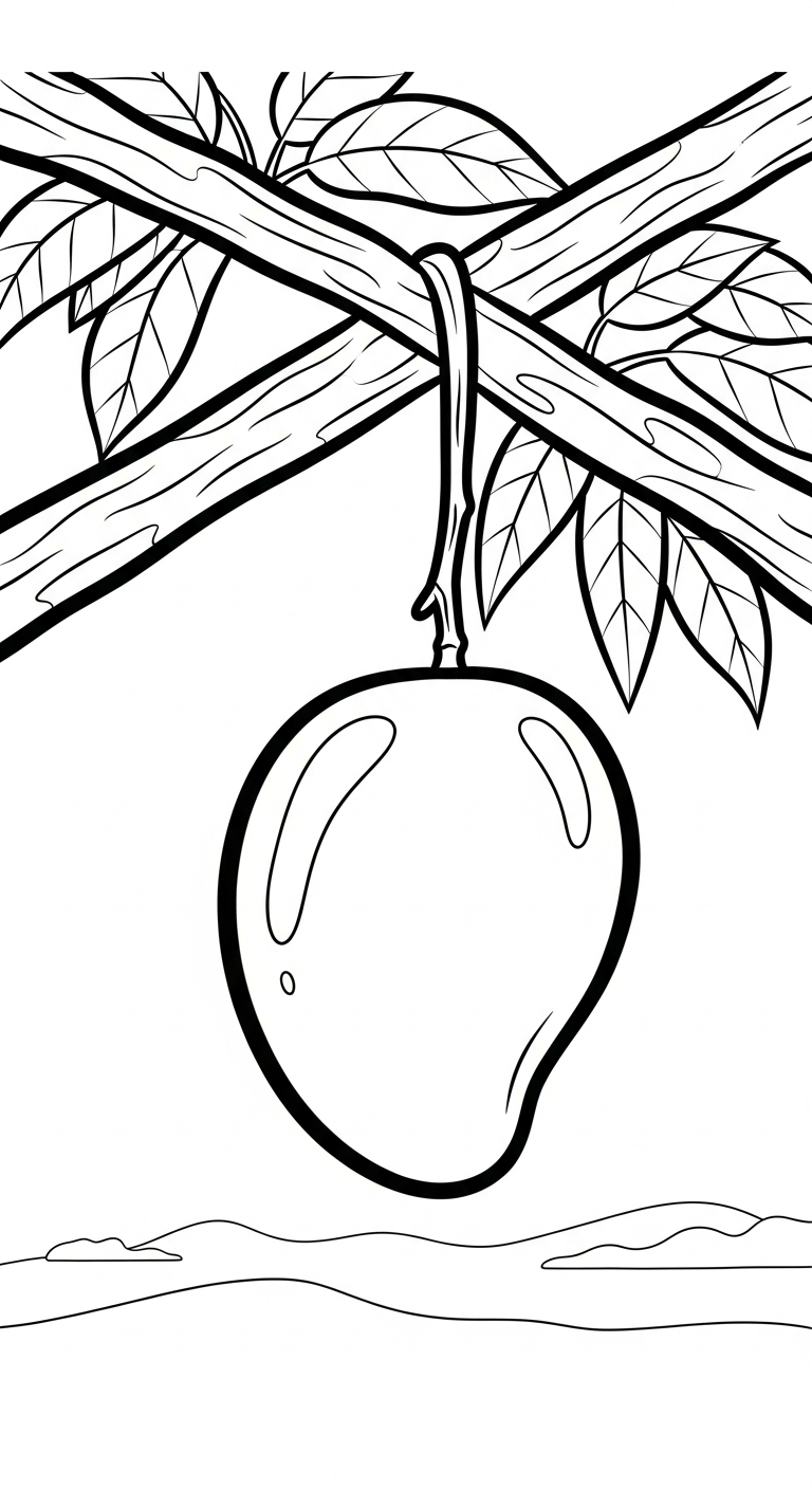 in tranh tô màu quả xoài cho bé 6 tuổi