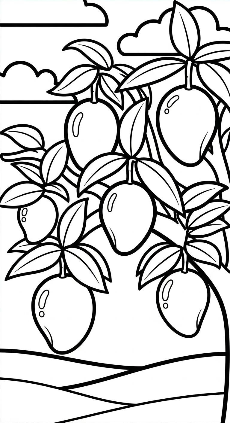 mẫu in hình tô màu quả xoài cho bé