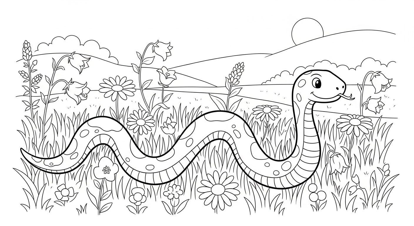 hình tô màu rắn cho bé 3 tuổi