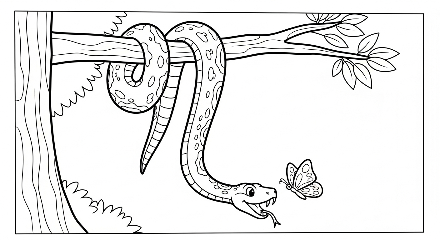 tải tranh tô màu rắn cho bé 4 tuổi