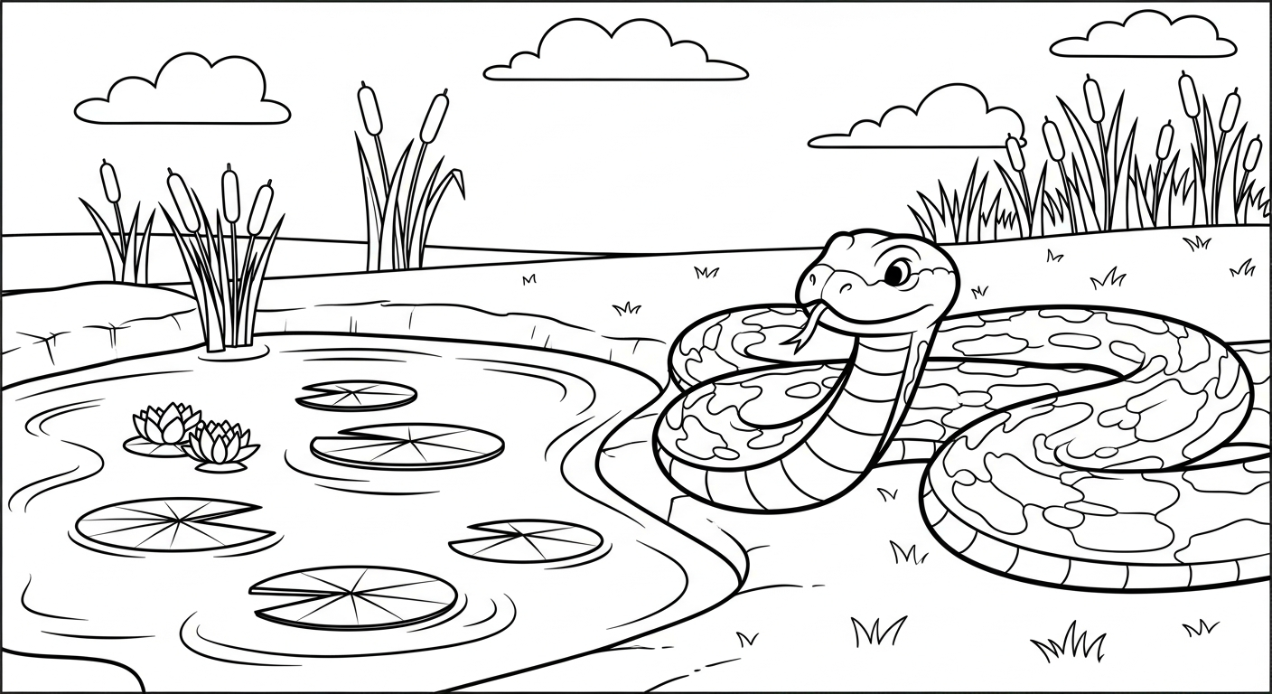 in tranh tô màu rắn cho bé 4 tuổi