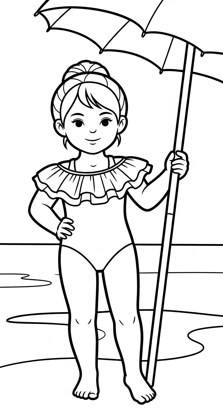 hình tô màu trang phục mùa hè cho bé đơn giản