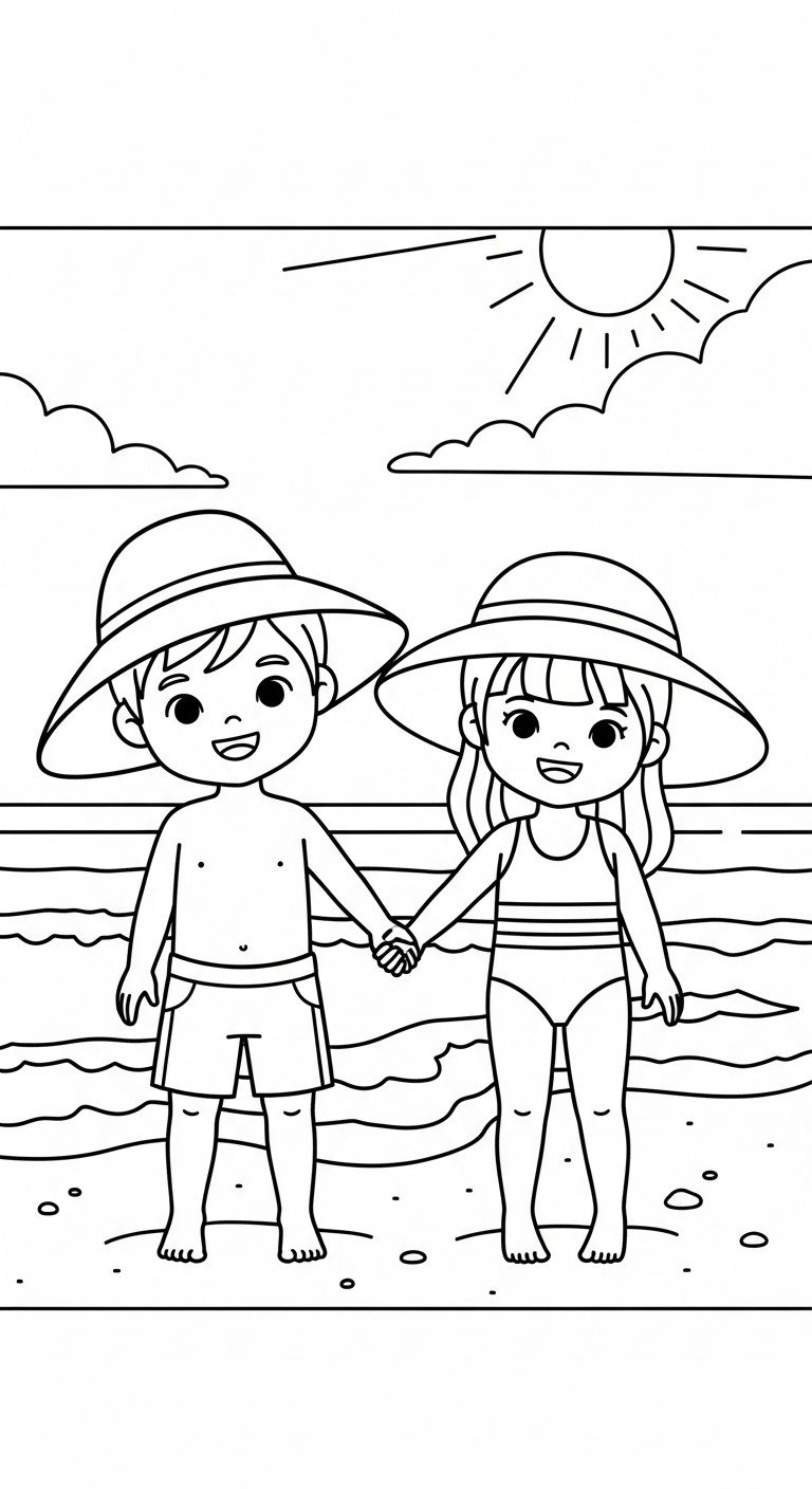 tranh tô màu trang phục mùa hè tập tô