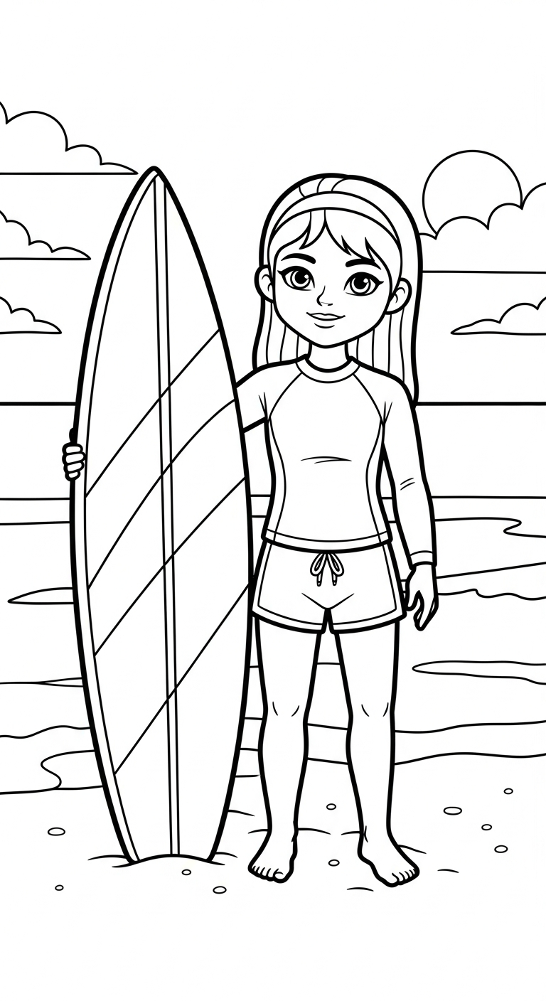 tranh tô màu trang phục mùa hè cho bé tải về