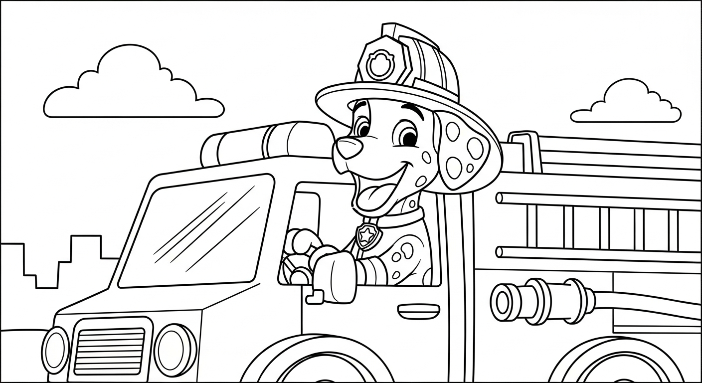 in hình tô màu xe cứu hoả cho bé 7 tuổi
