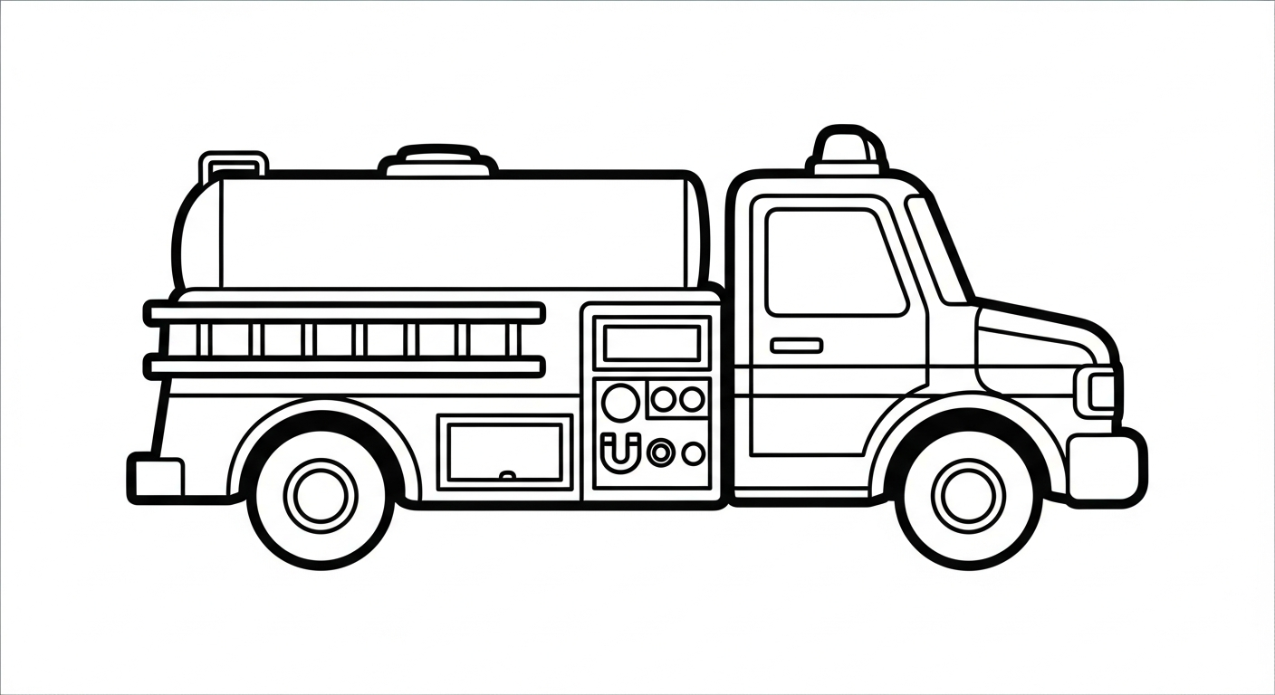 file pdf tranh tô màu xe cứu hoả cho bé