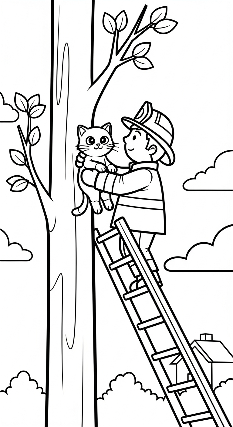 file tranh tô màu xe cứu hoả cho bé in