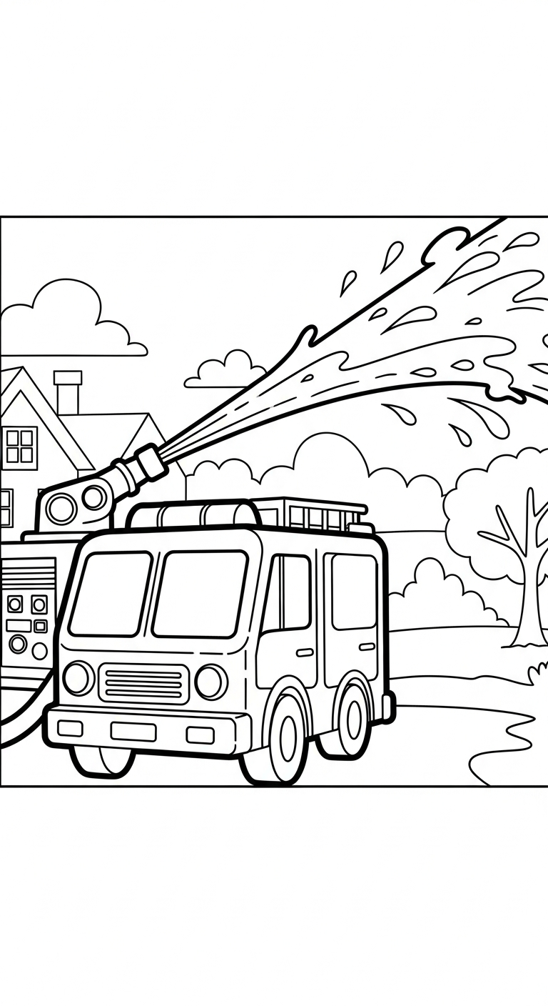 hình tô màu xe cứu hoả cho bé 7-8 tuổi