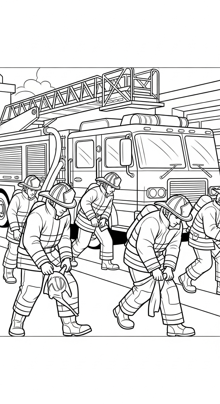 in hình tô màu xe cứu hoả