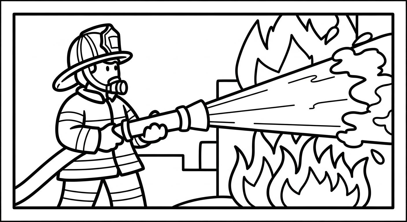 in tranh tô màu xe cứu hoả