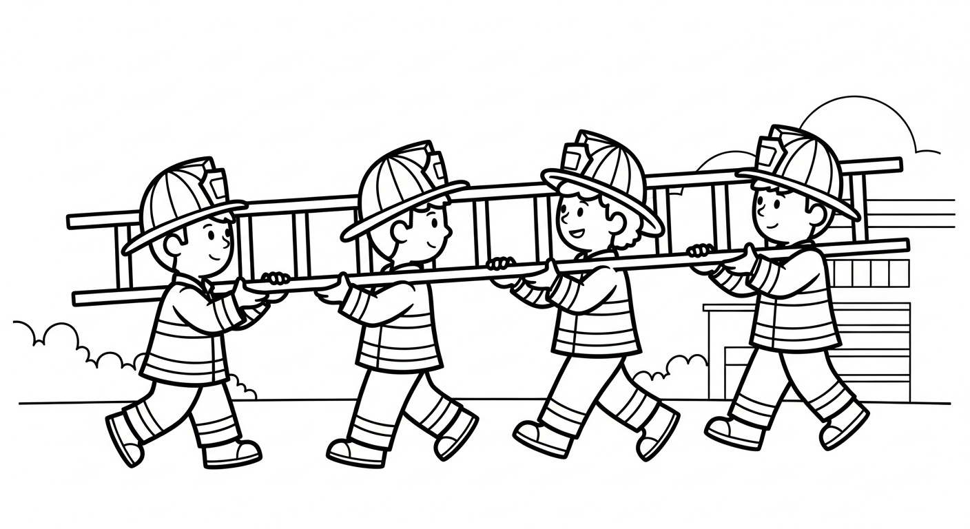 in hình tô màu xe cứu hoả cho bé 6 tuổi