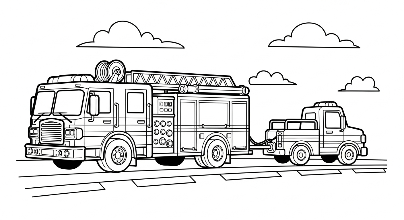 mẫu in hình tô màu xe cứu hoả cho bé 1