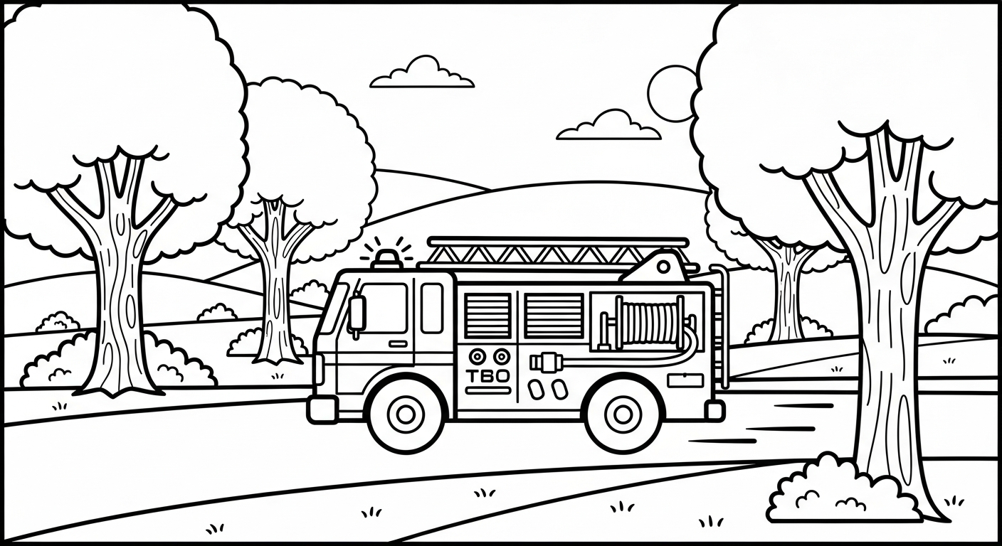 in tranh tô màu xe cứu hoả cho bé 6 tuổi