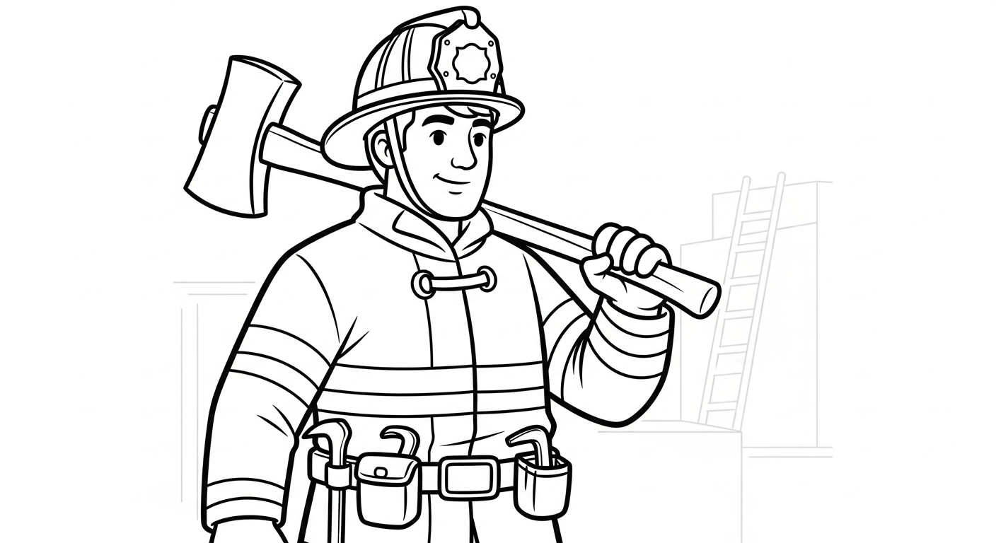 file hình tô màu xe cứu hoả cho bé 4-5 tuổi