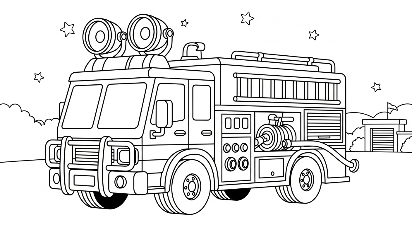 tranh tô màu xe cứu hoả cho bé 4 tuổi